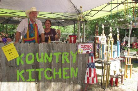Kountry Kitchen booth with gumbo trophies